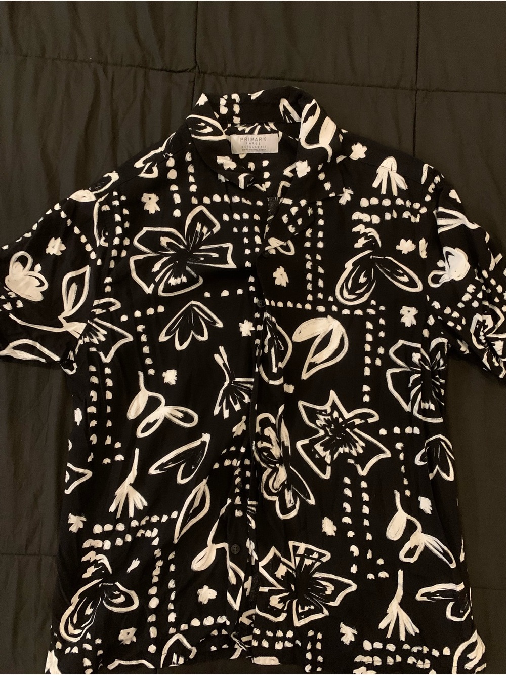 Primark Black and White Floral Casual Button Down Shirt